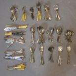 A collection of miscellaneous silver plated and steel, including mother of pearl and bone handled,