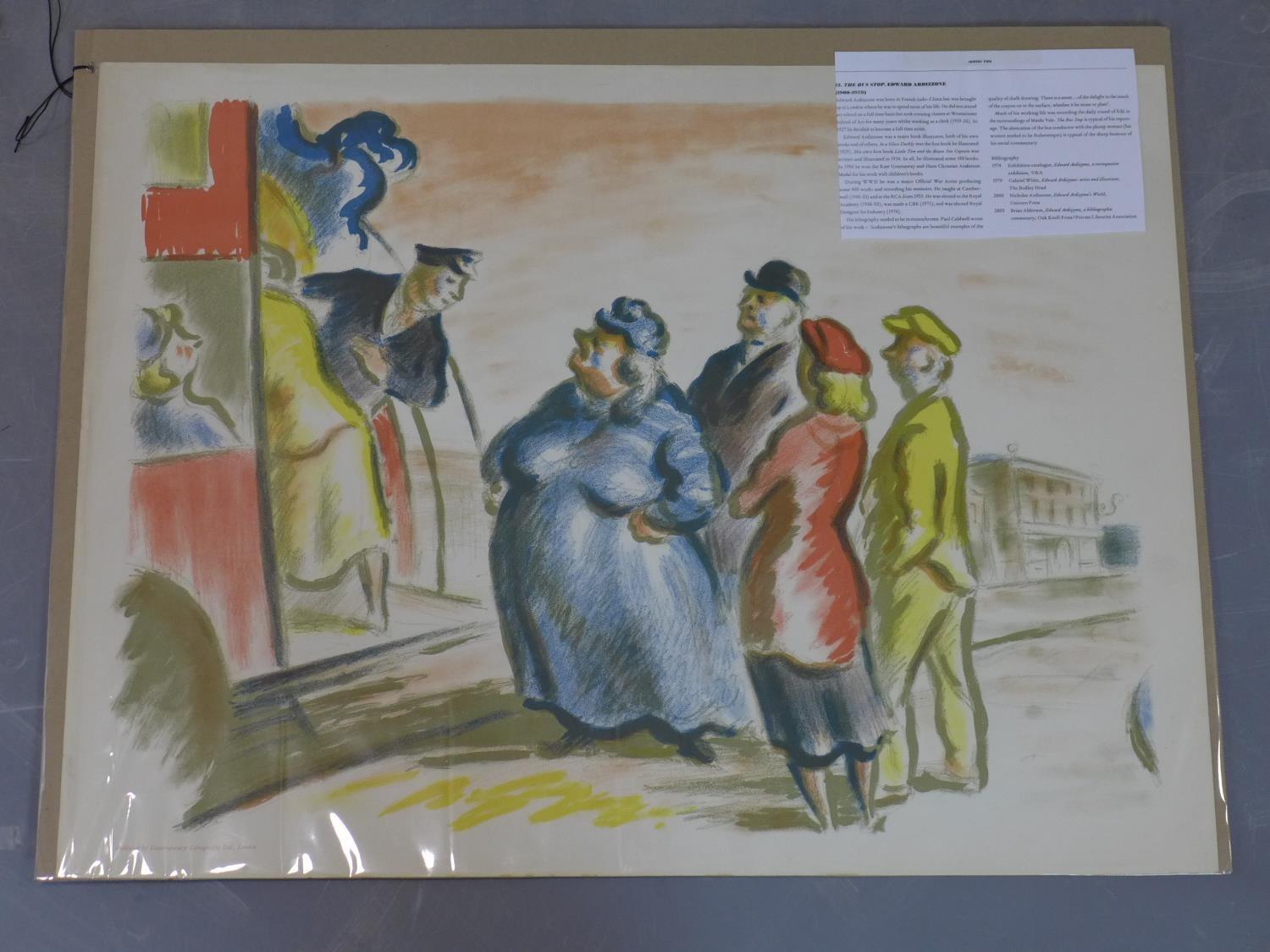 Edward Ardizzone (British, 1900 -1978), 'The Bus Stop', Lithograph, signed in the stone printed by