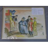 Edward Ardizzone (British, 1900 -1978), 'The Bus Stop', Lithograph, signed in the stone printed by