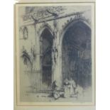 Andrew Fairbairn Affleck, (1874 - 1935), Gothic Cathedral, etching, signed, framed and glazed, 54