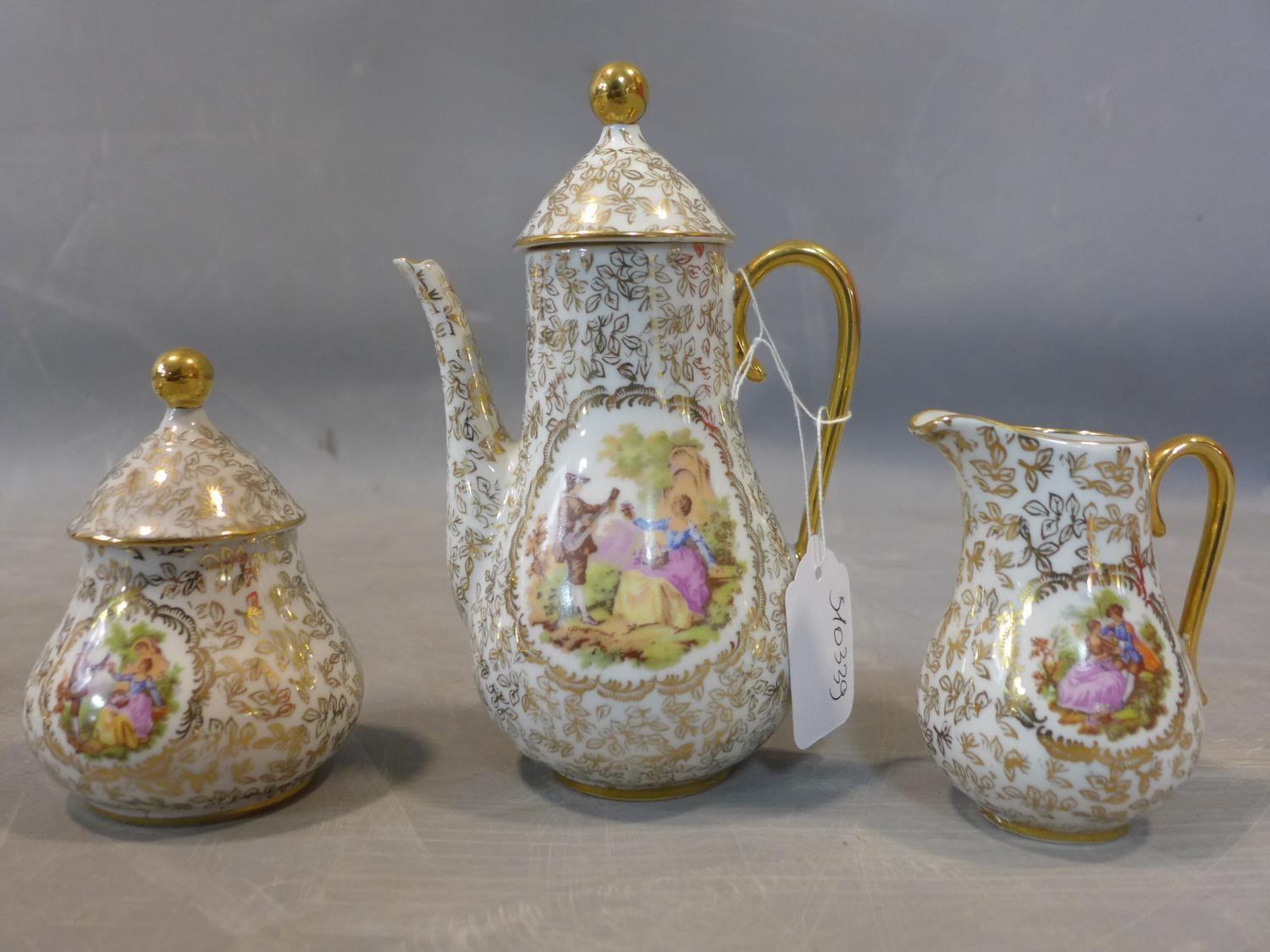 Neo Rococo Coffee set by Dekor Stil Limoges, including six cups and saucers, coffee pot, sugar bowl, - Image 3 of 3
