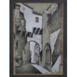 Kenneth Brundle FRIBA (contemporary British school), A pen and ink and wash study of Canterbury