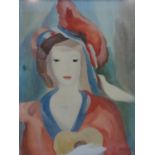 20th century British school, Portrait of a lady with a dove, oil on canvas, signed 'Simpson', 1960s,