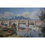 Kenneth Brundle FRIBA (contemporary British school), An oil sketch of the Teston Bridge across in