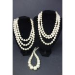 Three classic triple Strand faux pearl necklaces