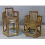 Two Chinese bamboo chairs, with legs joined by peripheral stretchers, to include one larger, H.73