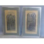 Two prints from Jan van Eyck's Ghent Altarpiece, etching and drypoint printed in black ink on tan