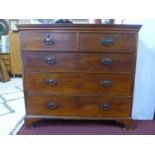 A 19th century mahogany chest of 2 short over three long graduated drawers, raised on bracket