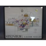 Saul Steinberg, exhibition poster at Galerie Maeght, framed lithograph, Circa 1970.