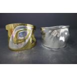 Vintage Robert Lee Morris (RLM) Studio Modernist sterling cuff bangle together with a brass and