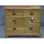 A mid-century trunk or dresser chest of drawers soft wood