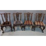 4 Carves chairs, covered with Iranian handmade woollen fabrics