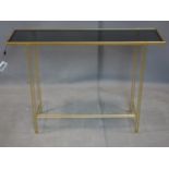 A gilt framed rectangular glass topped console table, H. 75 x 95 x 25 cm