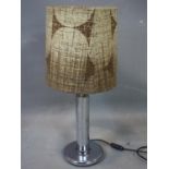 A chrome table lamp with original shade, 1960's