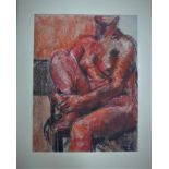 Jacquie Gulliver Thompson (1942-2007), 'Red Nude', c.1998, charcoal and pastel on paper, 65 x 51cm