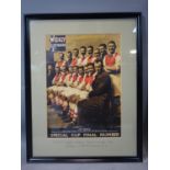Poster of the Arsenal FA cup winners 1936 team, contemporary reprint, framed and glazed, 59 x 46cm