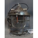 A vintage industrial explosion proof ceiling light, H.32cm