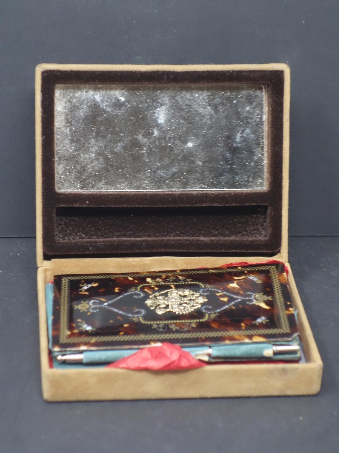 A 19th century Imperial Russian tortoiseshell and gilt inlaid note book, with central yellow metal - Image 5 of 5