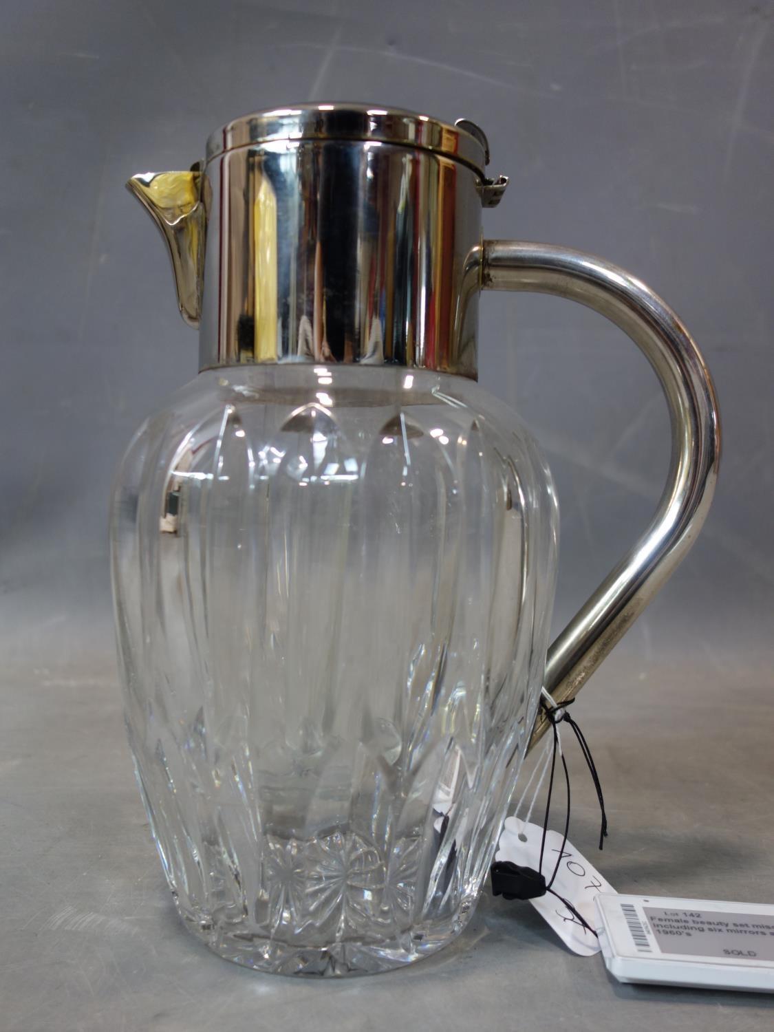 A silver plated ice bucket, casket shaped jewellery box and a cut glass lemonade jug - Image 3 of 4