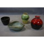 Four studio pottery vases, glazed earthenware each approx H.25, diameter 15 cm