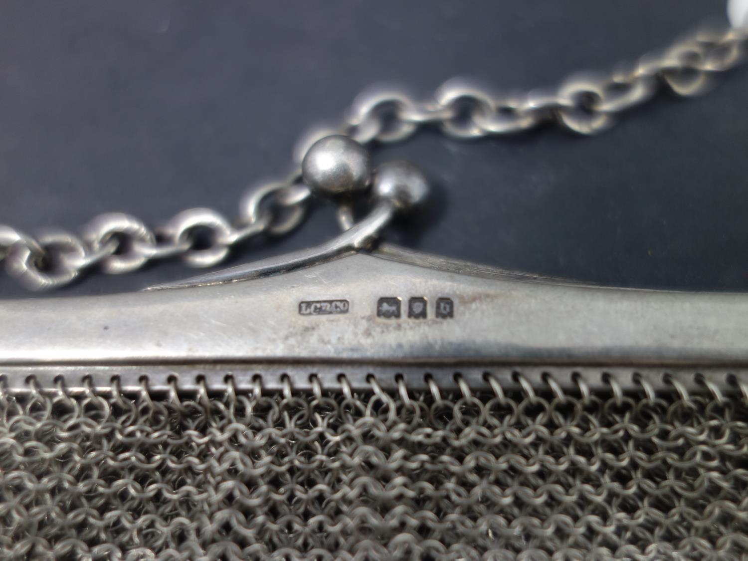 Silver purse together with six spoons, one tong, and cased spoon, early 1900's - Image 2 of 2