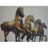 A lithograph of four horses, in gilt frame, 43 x 60cm