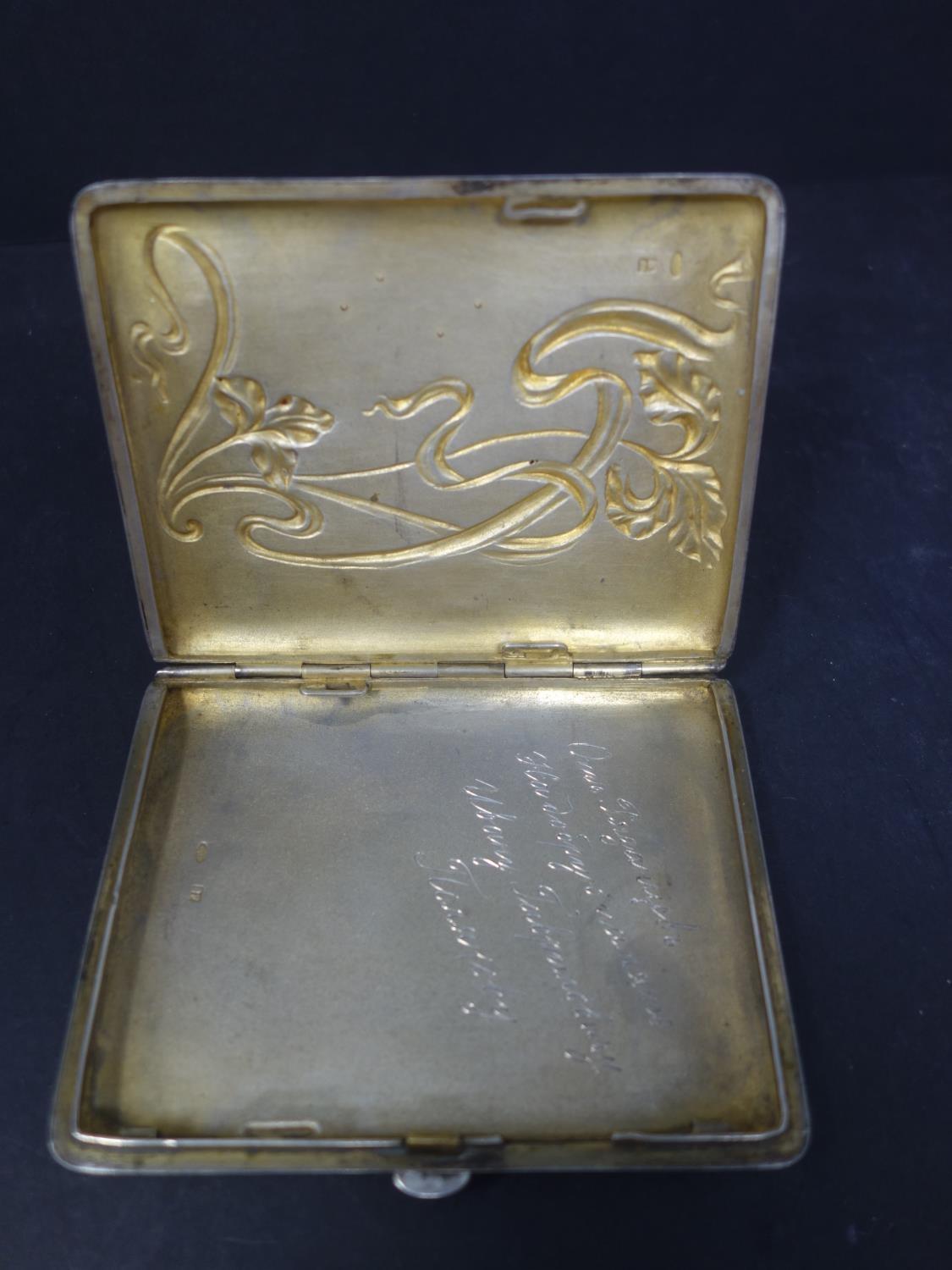 A 19th century Russian silver cigarette case, set with semi-precious and precious stones, to include - Image 3 of 3