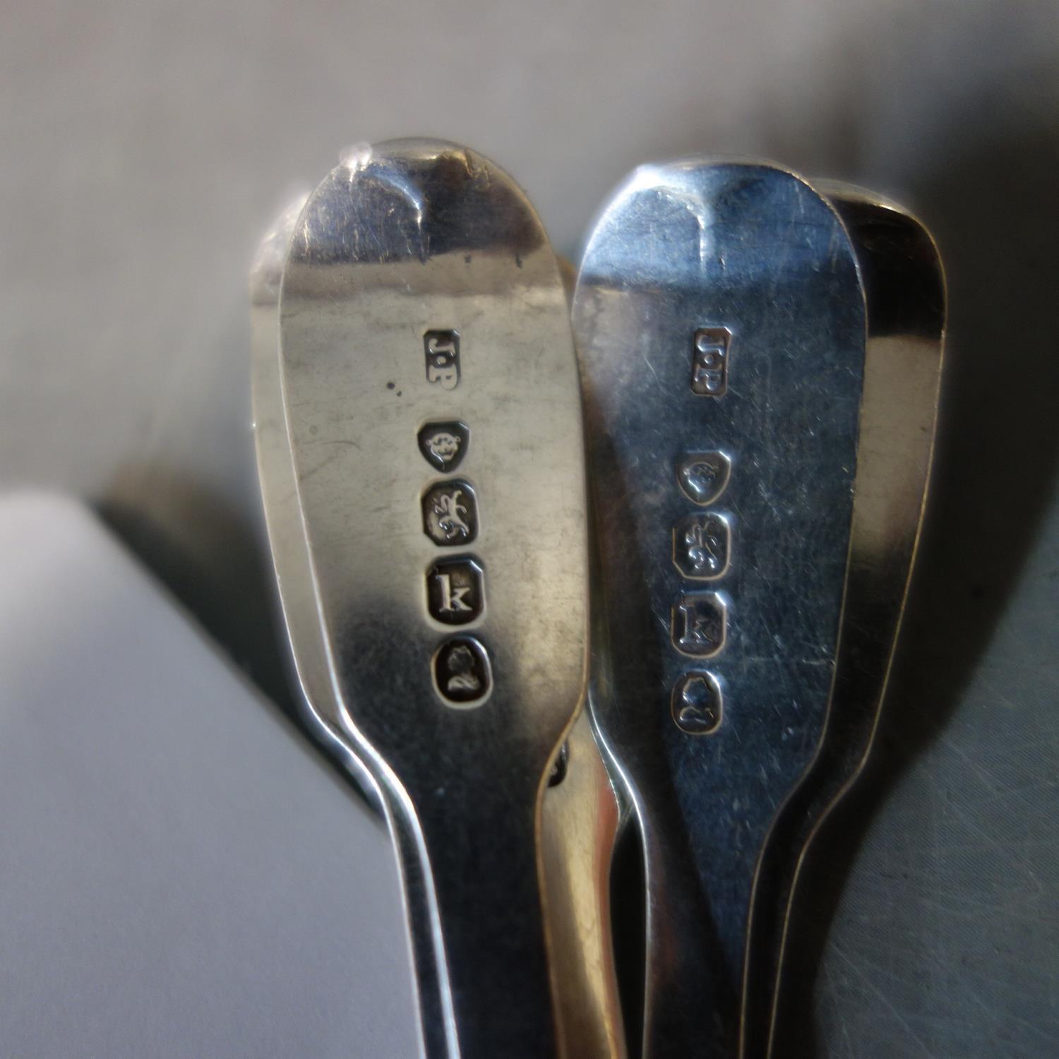 A collection of Georgian and Victorian silver tea spoons including six marked James Payne, London - Image 2 of 2