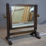 Edwardian antique wooden dressing table mirror, or vanity mirror, H.42 x W.37 cm