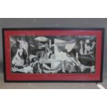 After Pablo Picasso, 'Guernica', print, in black frame, 36 x 81cm