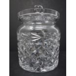 A Waterford Crystal biscuit barrel jar & lid earlier Gothic mark Ireland, H.16cm