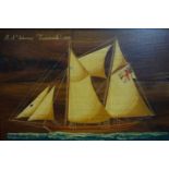 A 20th century oil on panel of 'R.N. Schooner 'Tecumseth' 1815', indistinclty signed and with