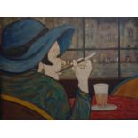 Albert Petenzi (20th century French school), Lady in a Parisian Bar, oil on canvas, signed and dated