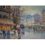 An oil on board of a Parisian street scene, signed Ciappa lower right, 48 x 68cm