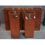 A set of 6 vintage post office mail bins with makers stamp "Crown Containers", H.91 W.33 D.33cm