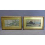 Walter Witham, two watercolours, one of a lady on a road by a cottage, signed lower left, 25 x 50cm;