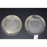 Two modern silver salvers commemorating the Silver Wedding of Queen Elizabeth II and Prince