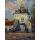 Frans de Wit (Dutch, 1865-1938), View of a Gatehouse, oil on canvas, signed lower right, 45 x 35cm