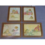 Contemporary draughtsman, Four illustrations of the fable of the princess and the frog, signed and