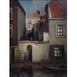 Johannes Noordu (20th century Dutch school), 'Canal Scene, Amsterdam', oil on board, signed lower