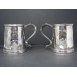 Two silver tankards commemorating The Voyage of L T James Cook in HM Bark Endeavour 1770-1970,