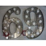 Two light up metal numbers, 82 x 49cm