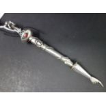 A 19th century Russian silver Tora pointer, yad, with figure to finial, Star of David and rope twist