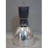 A vintage industrial chrome ceiling light by "Holophane Prismpack", H.68 D.40cm