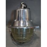 A vintage Eastern European industrial chrome ceiling light, H.46 D.34cm