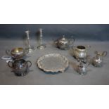 A collection of nine Continental silver plated items