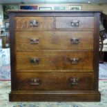 An Arts & Crafts oak chest of drawers, H.102 W.103 D.50cm