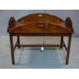 A Georgian style mahogany butlers tray on stand, 20th century, H68cm, W93cm, D62cm