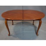 Mid-century dining table oval scroll foot carved, H73cm, W150cm, D99cm