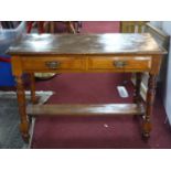 A late 19th century mahogany side table with 2 drawers, H.73 W.102 D.50cm